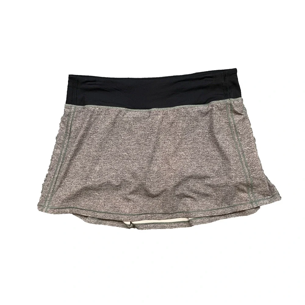Lululemon Skort Womens 8 Grey Black Pace Rival A Line Running Tennis Pull On